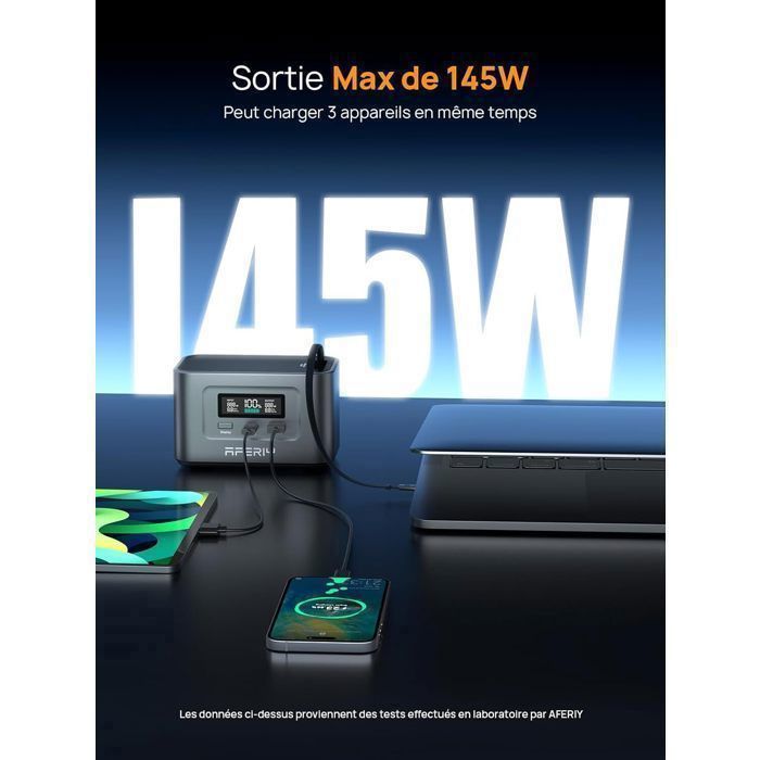 Générateur Portable AFERIY Nano100 100W - Batterie 99.2Wh/31000mAh, Charge Solaire - Pour Téléphone, Ordinateur, Camping