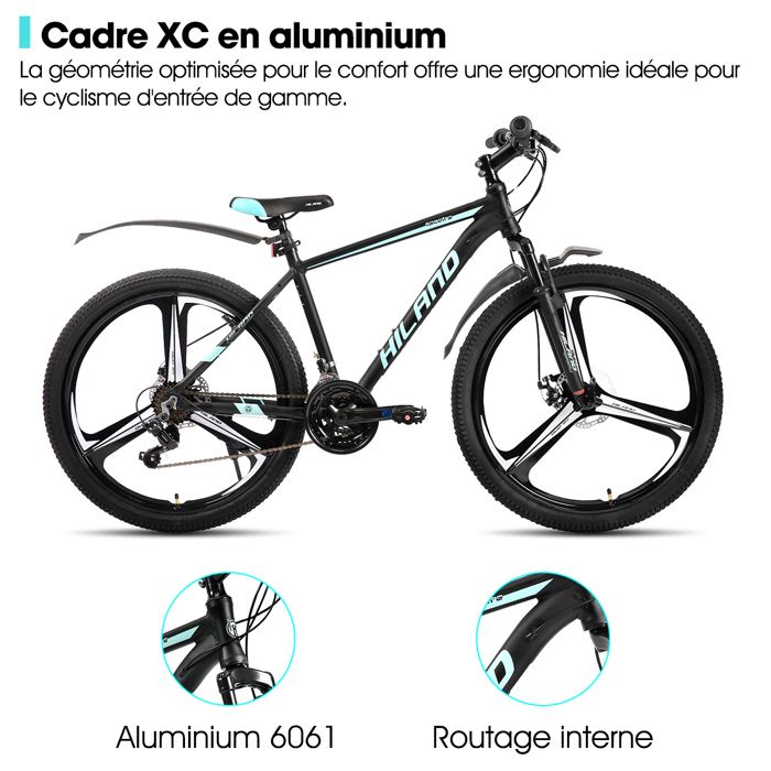 HILAND Roue Arrière 26 Pouces 7 Vitesses Libre - Aluminium Argenté Pour VTT