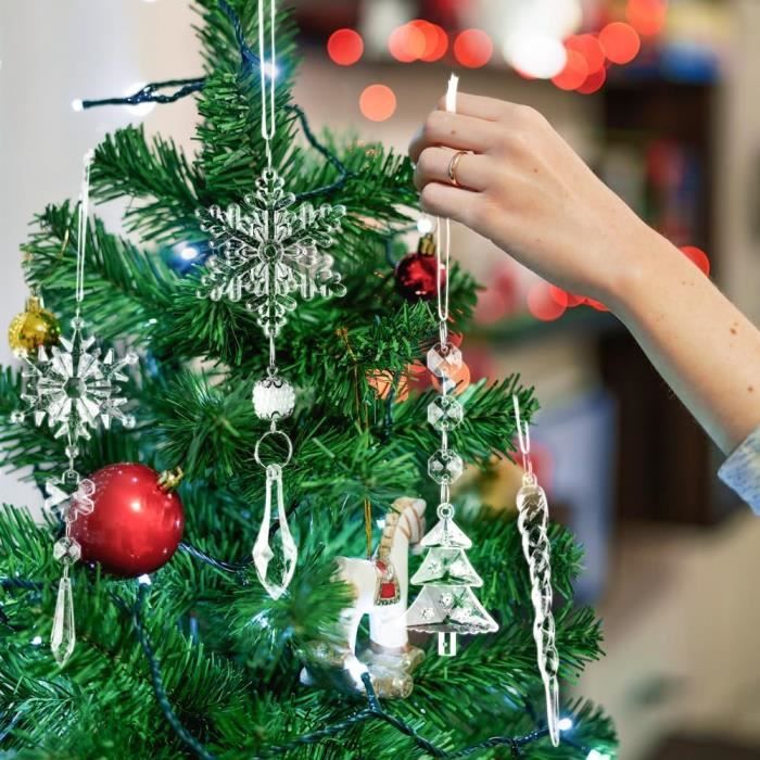 Décoration Noël En Acrylique Forme Tasse Et Maison - Ornement 2D 8x8 Cm Pour Sapin, Intérieur Et Extérieur - Brillant Et Festif - 3