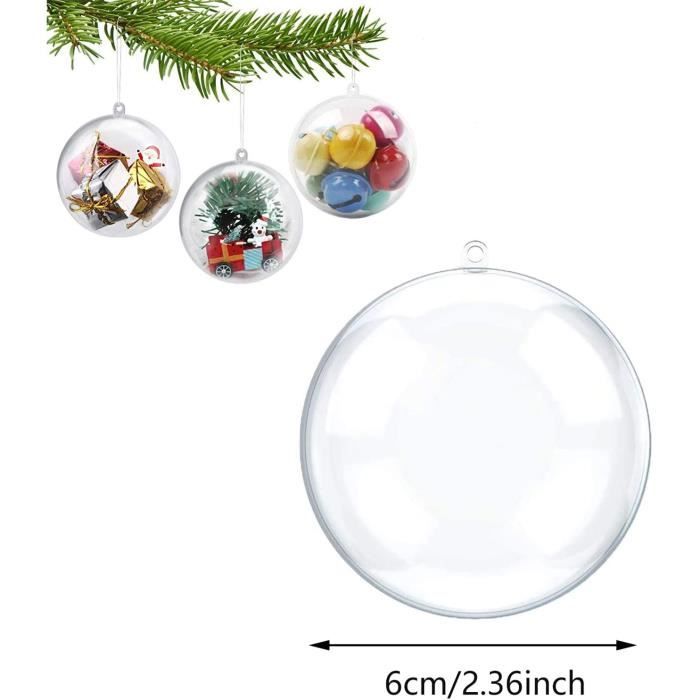 20 Boules De Noël Transparentes 8 Cm – Remplissables DIY, Décoration Intérieure, Mariage, Fêtes