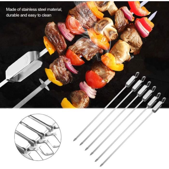 Brochettes de barbecue, double brochettes de barbecue avec curseurs, brochettes réutilisables en