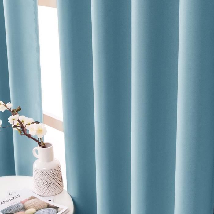 WUBODTI Lot de 2 rideaux occultants modernes à isolation thermique avec œillets pour chambre à coucher et chambre à coucher - 106,7 x 213,4 cm - Turquoise et blanc