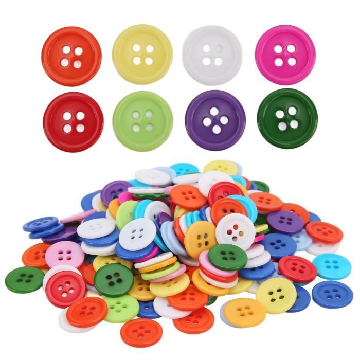 Lot De 50 Boutons Ronds 6mm - 4 Trous - Assortiment Couleurs - Résine - Pour Scrapbooking, Couture, Déco