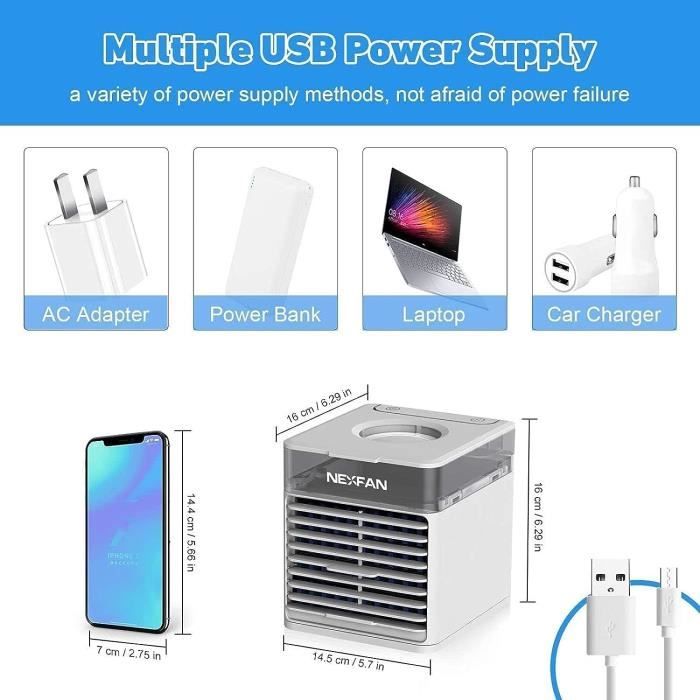 Climatiseur Mobile Silencieux, Climatiseur Portable avec Télécommande
