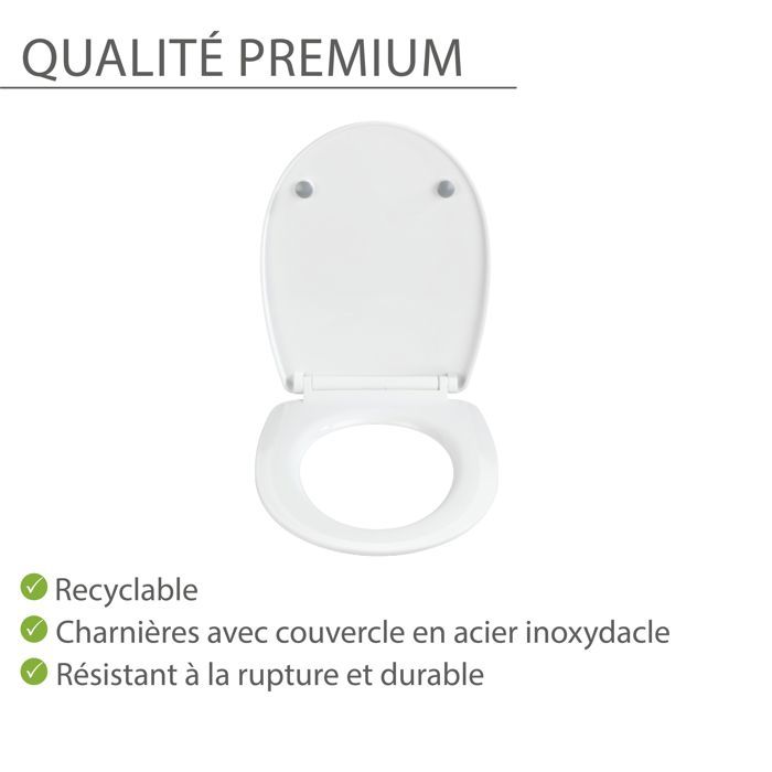 HOMELODY Abattant WC Frein de Chute 43,5x37x5cm Cuvette WC avec Dégagement  Rapide à un Bouton Lunette Toilette Blanc Antibactérien - Cdiscount  Bricolage