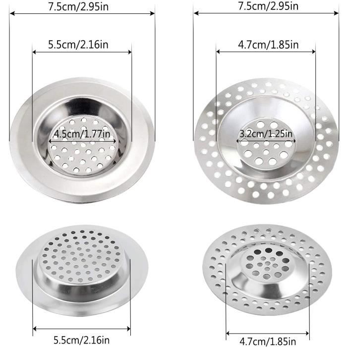 Lot De 2 Bouchons D'Évier Pop-Up Universels 34-40mm - Crépine Anti-Colmatage Acier Inoxydable