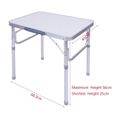 Akozon Table pliante de camping 1x plateau de support de bureau de table pliante réglable en alliage d'aluminium pour pique-nique-2