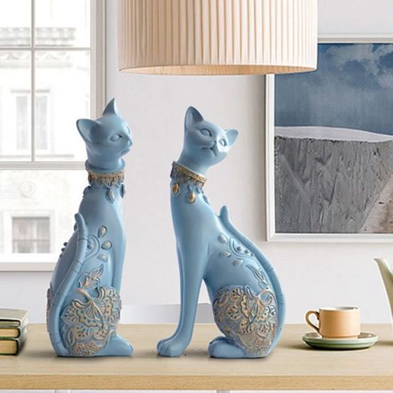 Statue Figurine Chat Animaux Décor, Figurine de Chat Mystique en résine,  Modern Cat Art pour Cadeau Maison, Mignonne Décoration de La Maison3