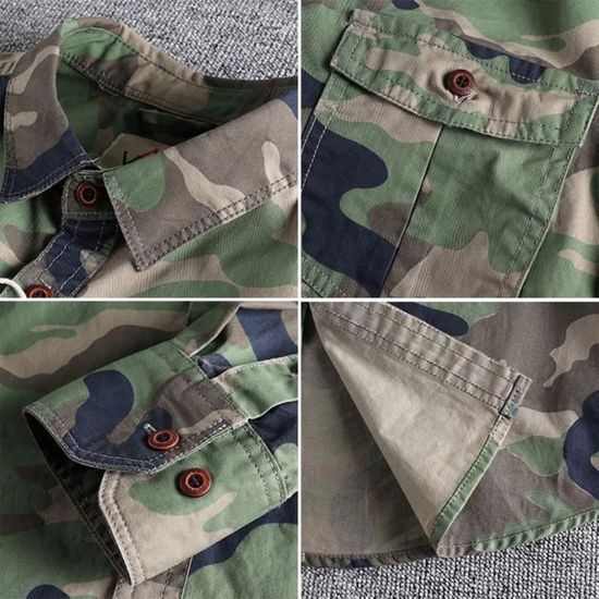 Chemise Faded Glory 3XL Camouflage Vert/gris, Manches Longues, Thermique, Homme