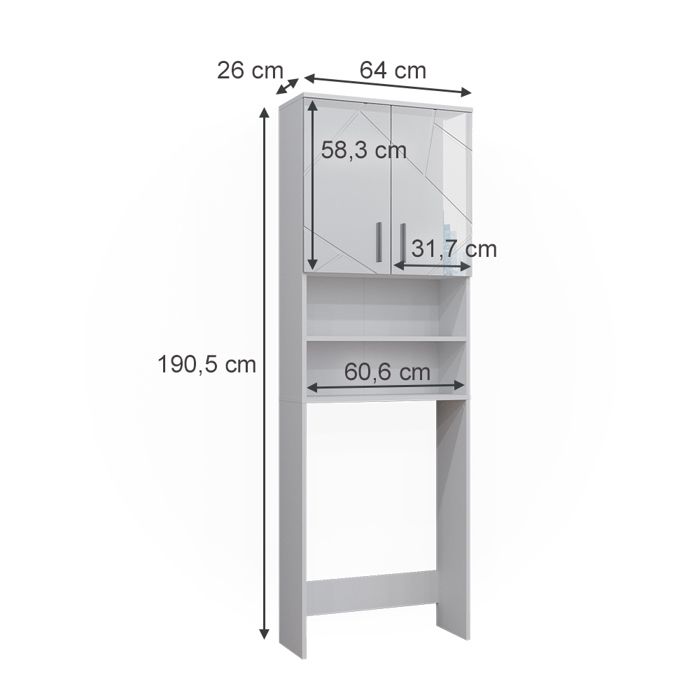 AKORD Armoire Transformable Pour Machine à Laver FIN 64 Cm - Avec 2 Portes - Armoire De Machine