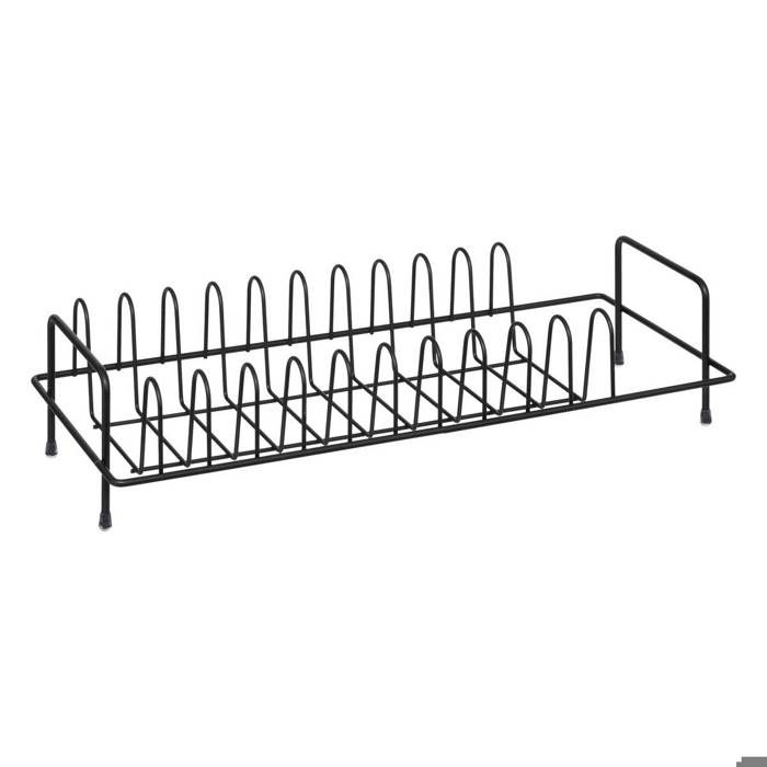 Égouttoir Vaisselle Black Edition Noir - Capacité 10 Assiettes + Pot à Couverts - Dimensions 41,5x17,4x9,6 Cm - Gain De Place - 9