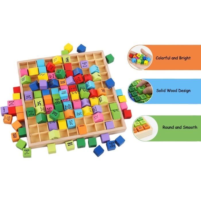 YAOZUP Table De Multiplication 1x1 En Bois De Hêtre - Carte D'Apprentissage Pour Enfants, Cadeau Rentrée Scolaire