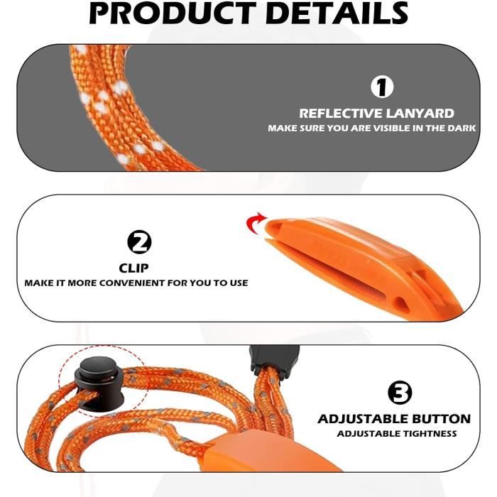 Lot De 4 Sifflets De Survie Flottants – 80 DB, Avec Cordon Réfléchissant Pour L’eau