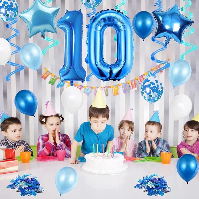 Décoration d'anniversaire garçon 10 ans - Bleu - 10 chiffres - Décoration 10  ans - Décoration d'anniversaire 10 ans - [441] - Cdiscount Maison