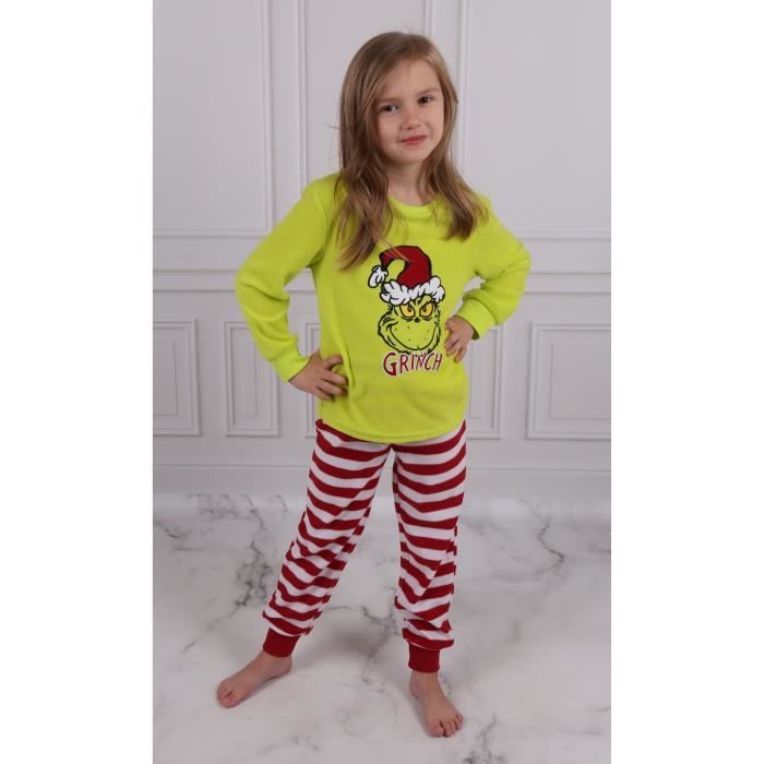 Pyjama Deux Pièces Grinch - Polaire Chaud, Manches Longues, Pour Enfant, Idéal Noël Et Hiver - 10