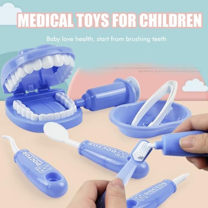 VGEBY Jeu de Rôle Docteur Dentiste Enfants 9 Pièces - Jouets Dentistes -  Cadeau Idéal pour Garçons et Filles de Plus de 3 Ans