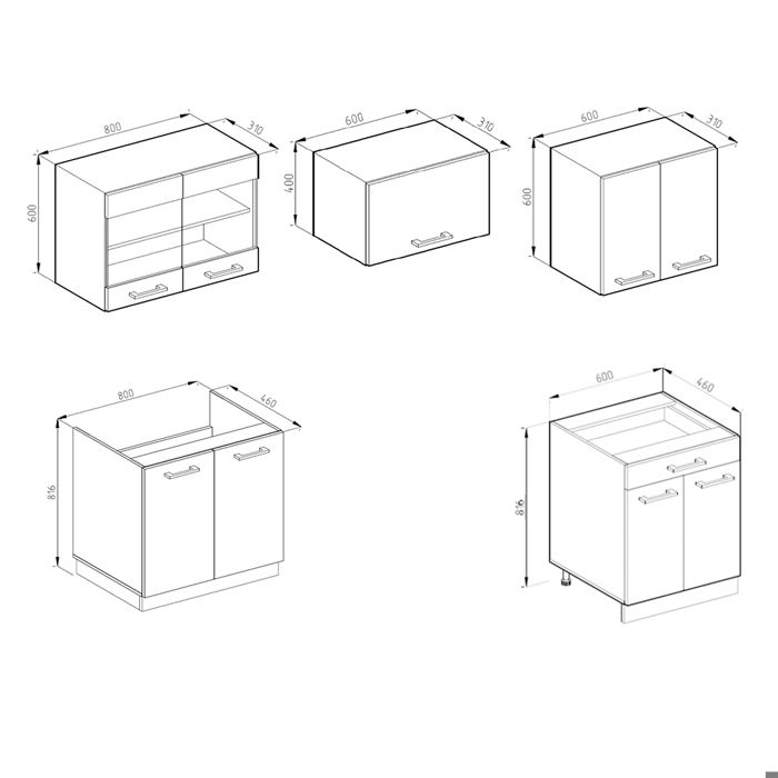 Vicco Cuisine R-Line 200cm Chêne Artisan/Anthracite