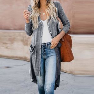 Manteau D'hiver Femme Gris Rayé - Manches Longues, Taille L, Idéal Pour Le Voyage Ou Les Affaires