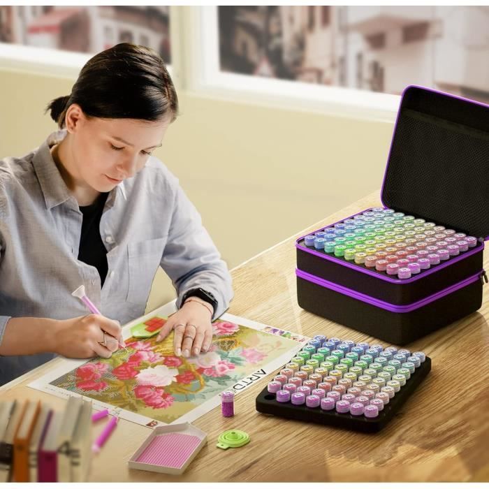 Boîte De Rangement Diamond Painting Kinsinder | 60 Emplacements | Avec Outils | Bleu | Pour Adultes Et Enfants