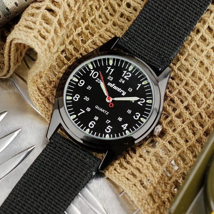 In 018 Blk N Montre Bracelet Pour Homme Bracelet En Nylon Noir