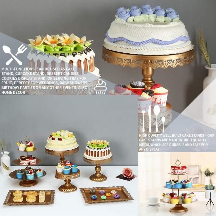 Presentoir a Gateau Support Gâteaux Cristal Rond Affichage Porte-Dessert  Décor de Fête Mariage Cake Stand Classique (6pcs, Doré) - Cdiscount Maison