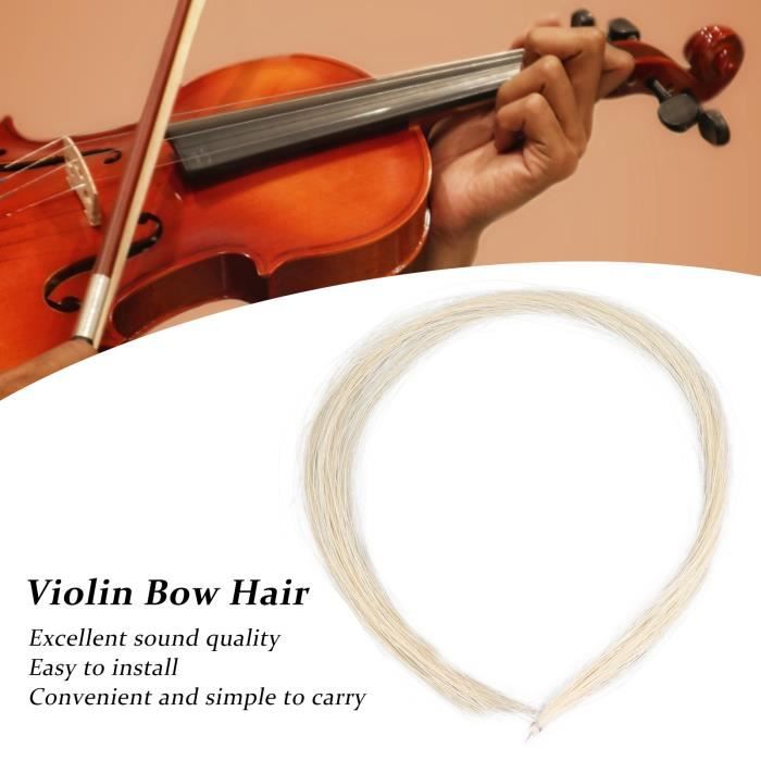 Qqmora Cheveux d’arc de violon Archet de violon professionnel blanc,  remplacement de crin de cheval, accessoires jeux violon
