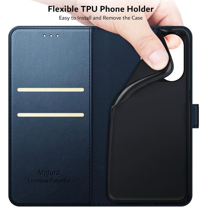 Étui Portefeuille Magnétique Pour Honor 400 5G - Avec Verre Trempé Et Protection Caméra, Fentes Cartes, Support Intégré - Bleu