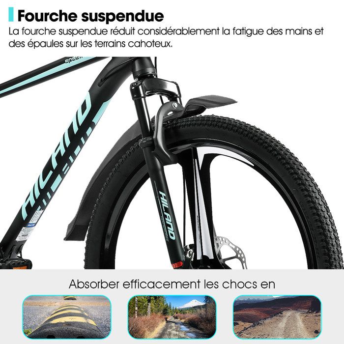 Vélo VTT Hardtail HILAND RALI - Cadre Aluminium, 27,5 Pouces, Freins à Disque - Homme/Femme