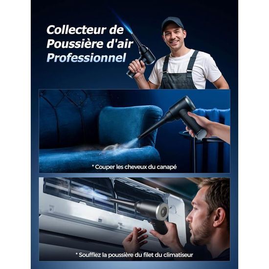 Souffleur Air Comprimé pour PC avec Batterie, iDOO Métal 3 vitesses