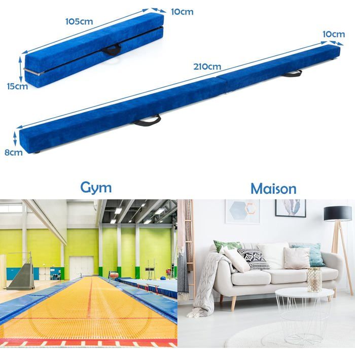 SportBob Poutre Gymnastique Pliable 300cm PU Cuir Poutre De Gymnastique,Base En Caoutchouc Antidérapante, Poutre De Gymnastique Pour L'entraînement, Pratique, Entraînement Professionnel à Domicile