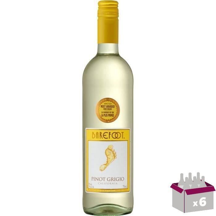 Vin de Californie BAREFOOT PINOT GRIGIO - Blanc - 75 cl x6