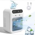 JUCAIYIN-Mini Climatiseur Portable Rechargeable, Rafraîchisseur d'Air avec Ventilateur 2 Vitesses et Brumisation-Blanc