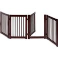 GIANTEX Barrière de Sécurité Pliable avec 4 panneaux autoportants en bois, Porte de Chien pour Maison, Entrée, Escalier-0