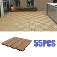Planches de bois composite modulaire DIY pour revêtement de sol balcon - 55 pièces 30x30cm-0