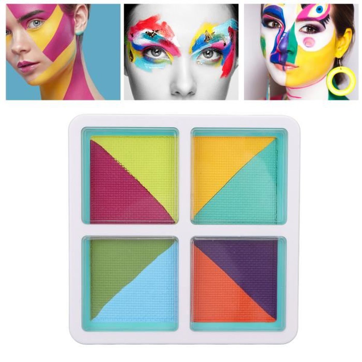 Lot De 4 Palettes De Mélange Acrylique Transparentes + 4 Pinceaux - Différentes Tailles - Pour Peinture Acrylique, Huile, Aquarelle