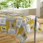 DKDO Nappe toile cirée rectangulaire - 140 x 300 cm - Olives et motifs graphiques - Gris