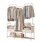FREOSEN Armoire de Rangement Chambre Blanc Penderie Garde-Robe 2 Boites en Tissu 125x30x165cm(LxPxH)