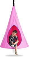 GOPLUS Tente Suspendue Enfants 100x150CM-Chaise Balançoire Hamac-avec 2 Fenêtres-Corde Réglable pour Intérieur et Extérieur Rose