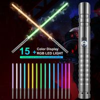 Light saber, RGB-LED 15 Couleurs Sabre Laser avec Poignée en Métal, Cadeaux de Noël & Jedi Knight Cosplay,Chargement USB