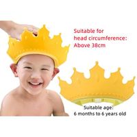 Chapeau de douche pour enfant - Couronne - Réglable Visière de Bain en Silicone - Jaune - 6 mois à 6 ans