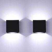 2Pack LED Mur Lumière Intérieur Up Down Applique Murale Noir Mur Lampe Moderne 6W en Aluminium Appareils d'éclairage pour Salo[125]