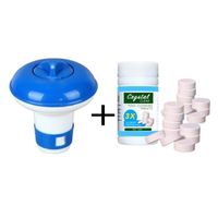 Flotteur de nettoyage de piscine avec 100 pièces comprimés purificateur Kit de distributeur de chlore de piscine [1DCA3D2]