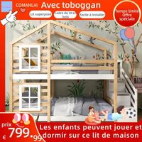 COMANLAI lit mezzanine Pouse d'arbre de lit pour enfants avec tiroir et protection d'automne lit superposé-blanc-90x200cm