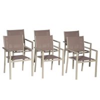 Lot de 6 chaises en aluminium taupe/textilène taupe