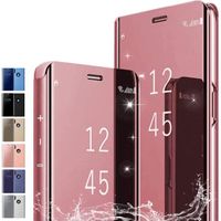 Coque Oppo A16-A54 4G Miroir à Placage Rabattable Antichoc PC-PU Translucide Clear View Oppo A16-A54 4G Or Rose R