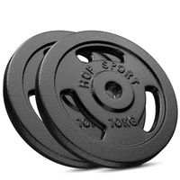 Hop-Sport Disques de poids en fonte 20 kg, Ensemble de disques d'haltères, Set de plaques en fonte, alésage 30/31 mm (2 x 10 kg)