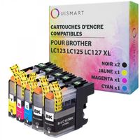 Ouismart® LC123 Pack 5 Cartouches d'encre compatibles LC123 Pour imprimante Brother MFC-J6520DW MFC-J6720DW DCP-J132W DCP-J152W