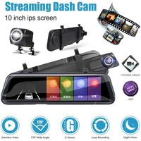 Media Dashcam, Double Caméra 1080P, Caméra de recul, Dashcam Camera de voiture 10"Dual Caméra EcranTactile,Rétroviseur