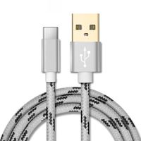 Câble Chargeur USB-C Renforcé Design Nylon Tressé Charge et Synchro Data Xiaomi, Samsung, Honor, Oppo, Universel, Type-C Gris 25cm