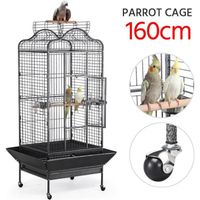 Yaheetech Grande Cage Oiseaux pour Perroquet Ara Gris du Gabon Amazone Volière avec Toit Ouvrable Roulette Mobile Mangeoire Perchoir